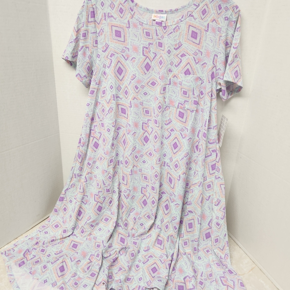 Lularoe Carly Size Medium Light Blue Pink Purple High Low Dress New